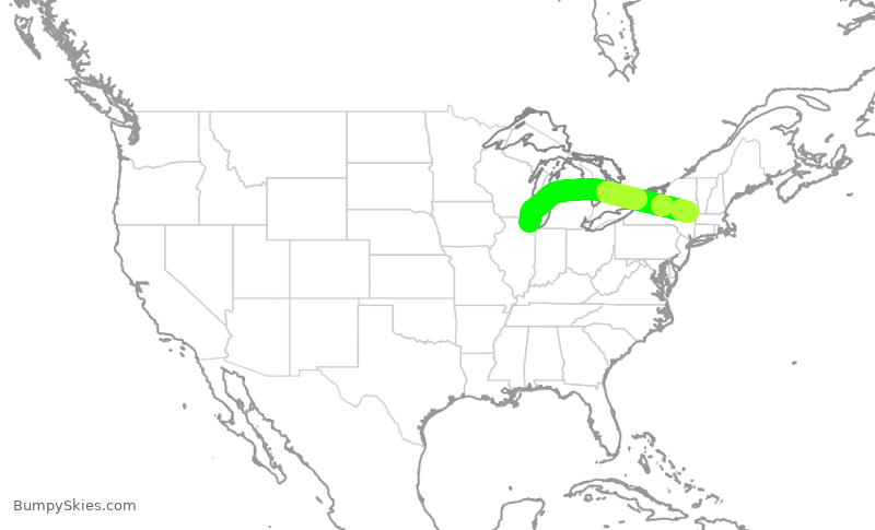 Turbulence forecast map for SKW5534, ORD to ALB