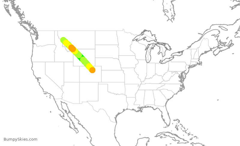 Turbulence forecast map for SKW5535, DEN to MSO