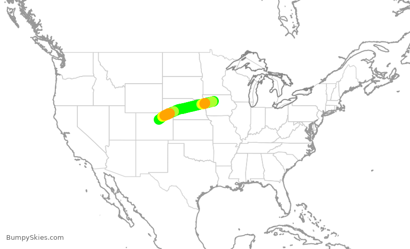 Turbulence forecast map for SKW553, FOD to DEN