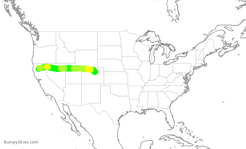 Turbulence forecast map for SKW5540, RDD to DEN