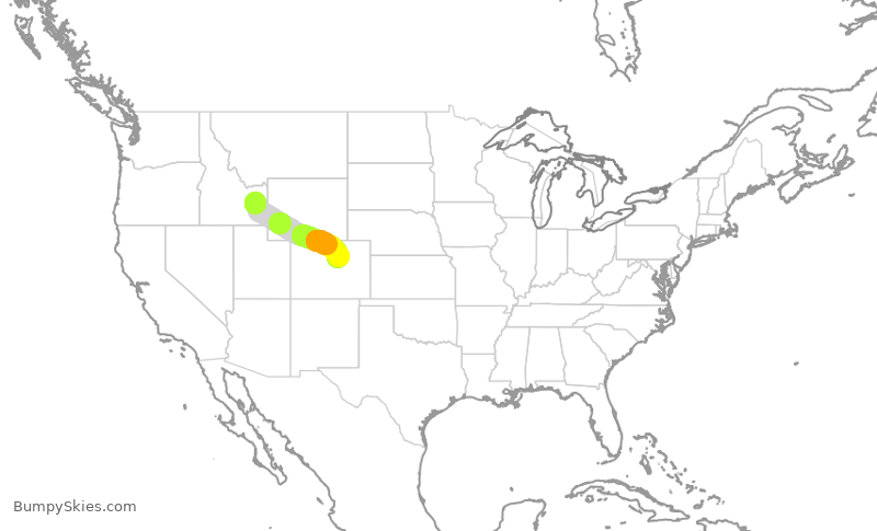 Turbulence forecast map for SKW5551, IDA to DEN