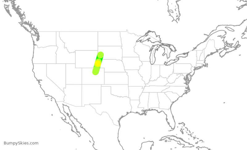 Turbulence forecast map for SKW5556, DEN to RAP