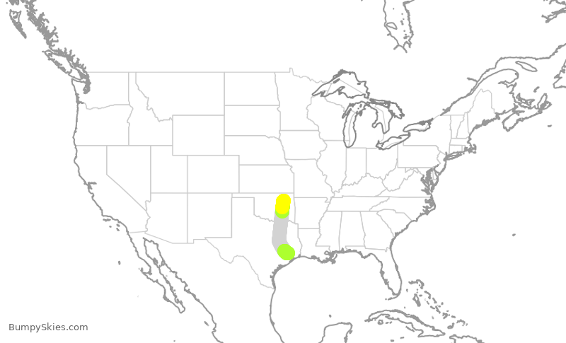 Turbulence forecast map for SKW5557, TUL to IAH