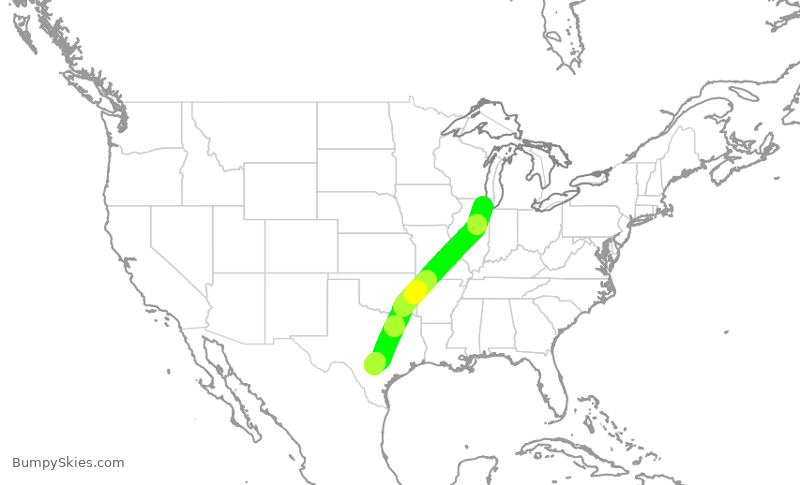 Turbulence forecast map for SKW5560, ORD to SAT