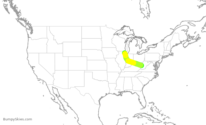 Turbulence forecast map for SKW5566, ORD to CRW