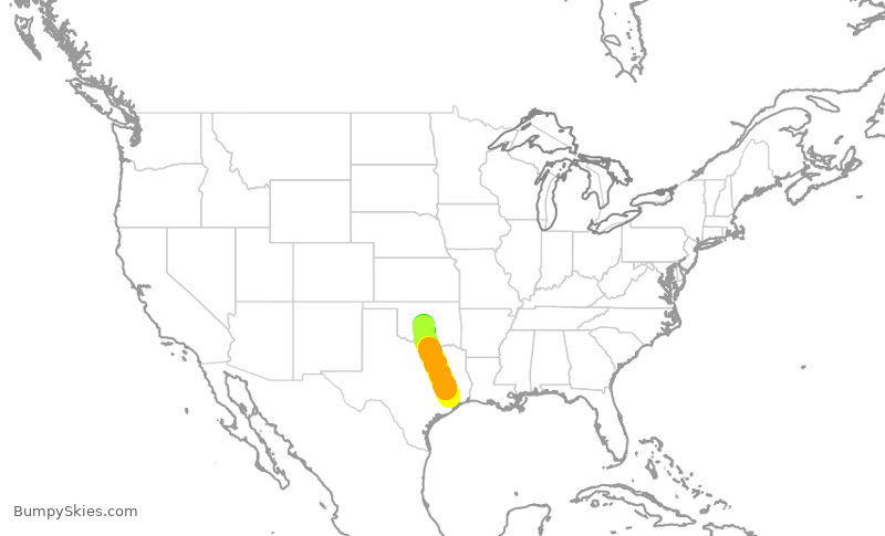 Turbulence forecast map for SKW5567, OKC to IAH