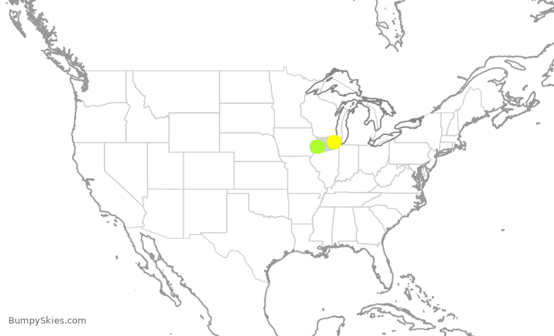 Turbulence forecast map for SKW5568, ORD to MLI