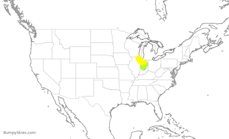 Turbulence forecast map for SKW5570, IND to ORD