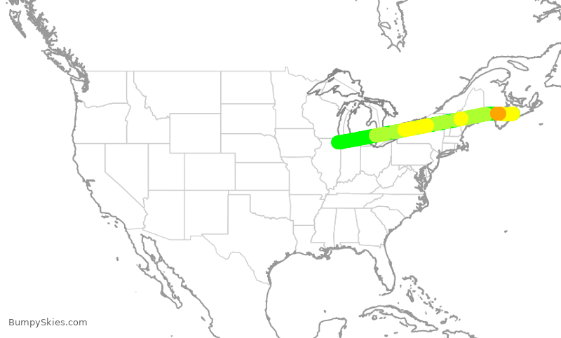 Turbulence forecast map for SKW5574, ORD to YHZ
