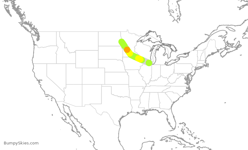 Turbulence forecast map for SKW5576, FAR to ORD