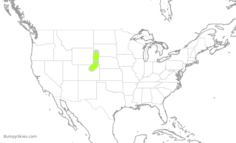 Turbulence forecast map for SKW5576, RAP to DEN