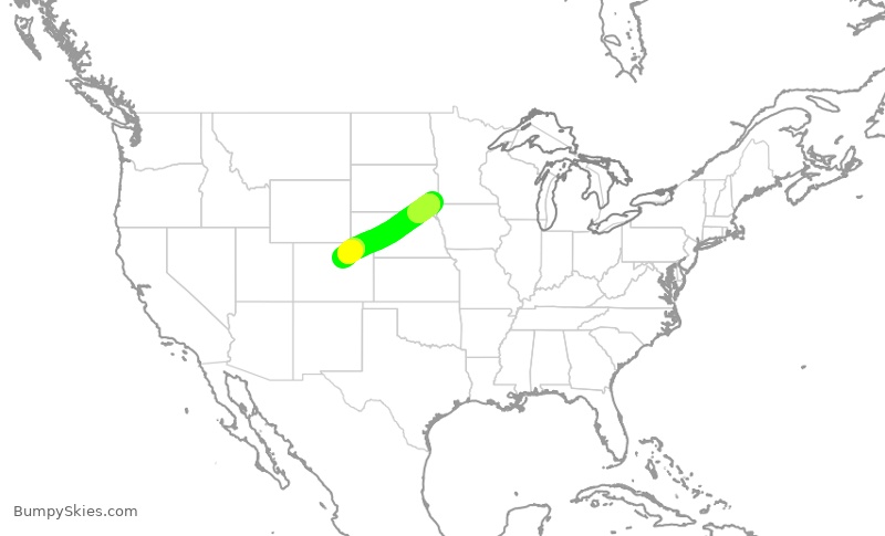 Turbulence forecast map for SKW5581, FSD to DEN