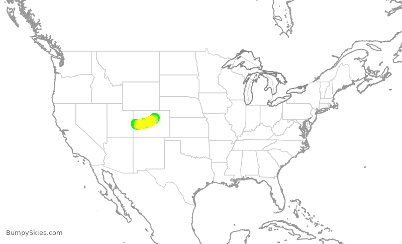 Turbulence forecast map for SKW5588, GJT to DEN