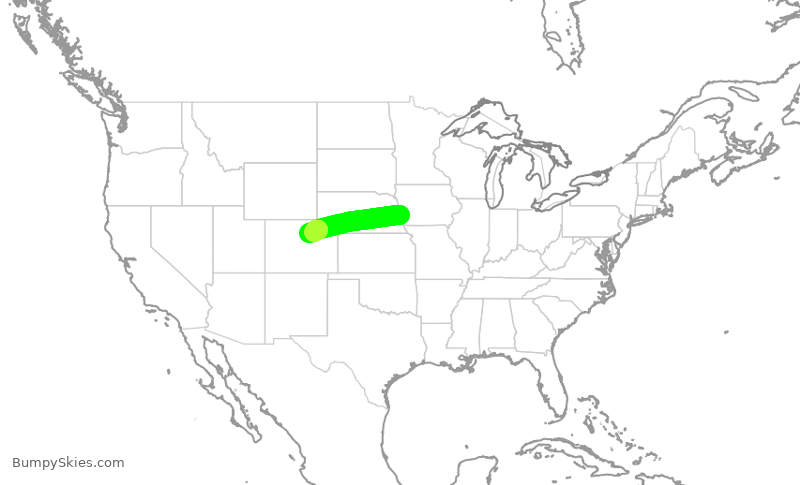 Turbulence forecast map for SKW5594, OMA to DEN
