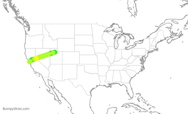 Turbulence forecast map for SKW5605, SFO to SLC