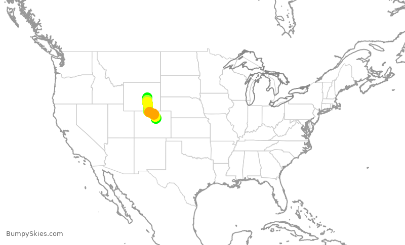 Turbulence forecast map for SKW5620, CPR to DEN