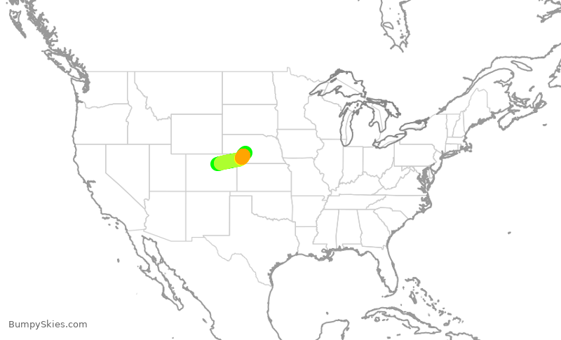 Turbulence forecast map for SKW562, DEN to LBF