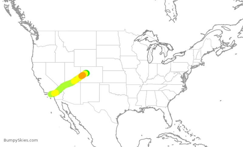 Turbulence forecast map for SKW5635, ASE to LAX