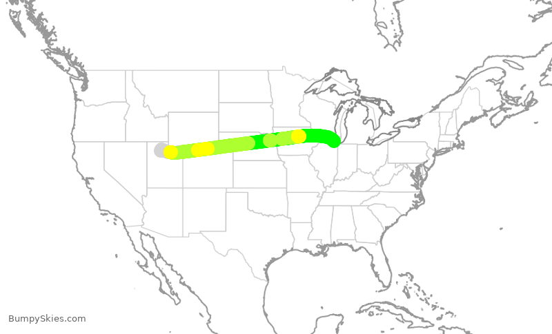 Turbulence forecast map for SKW5635, SLC to ORD