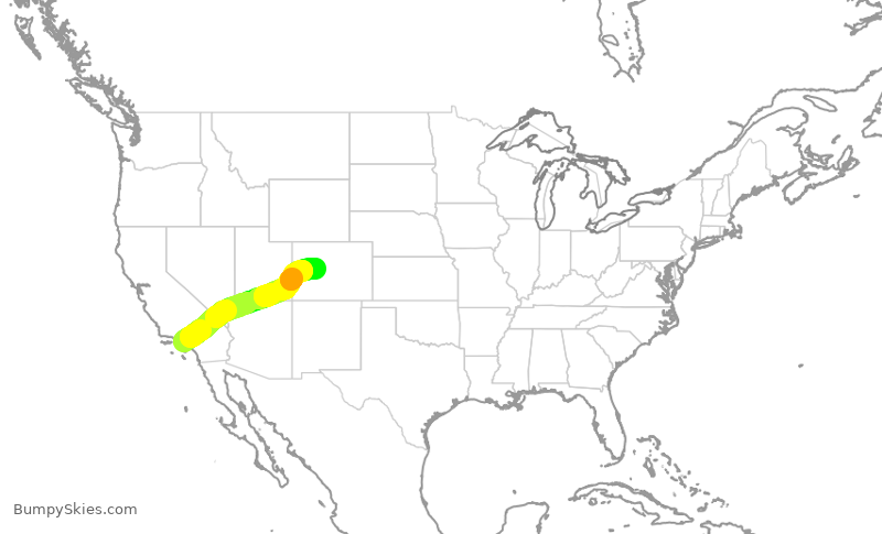 Turbulence forecast map for SKW5636, LAX to ASE