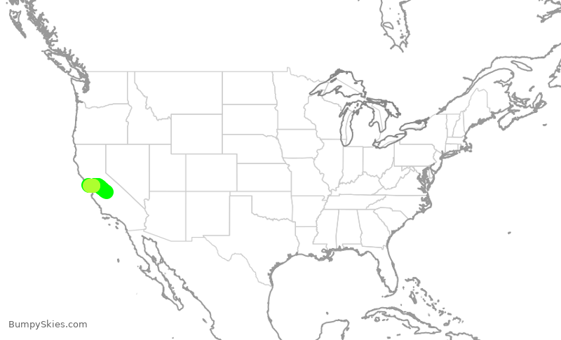 Turbulence forecast map for SKW5637, FAT to SFO