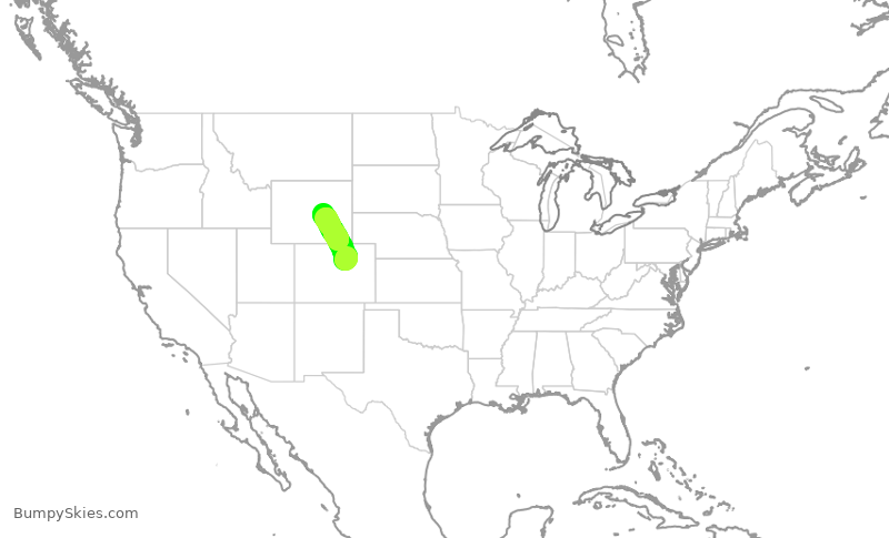 Turbulence forecast map for SKW5638, DEN to CPR