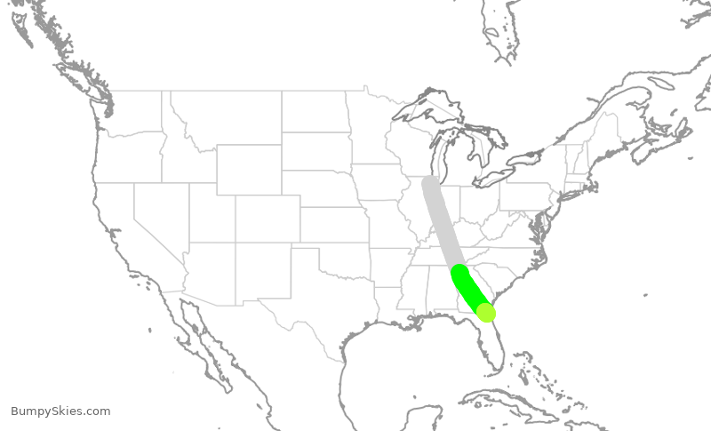 Turbulence forecast map for SKW5651, ORD to JAX