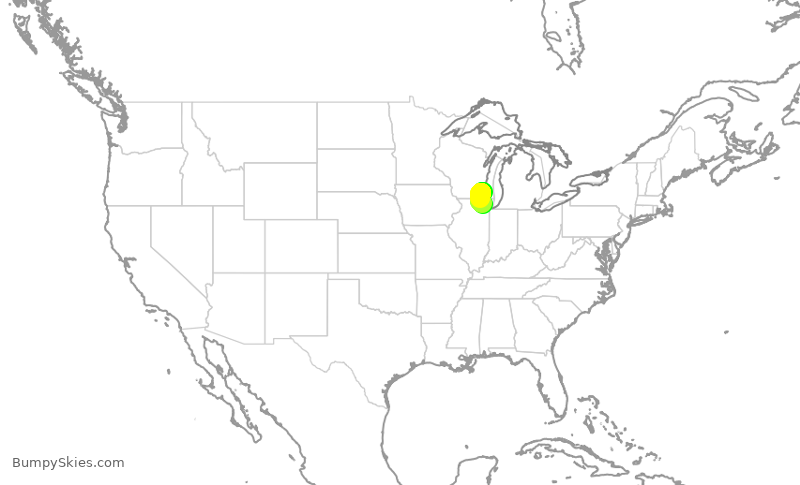 Turbulence forecast map for SKW5653, MKE to ORD