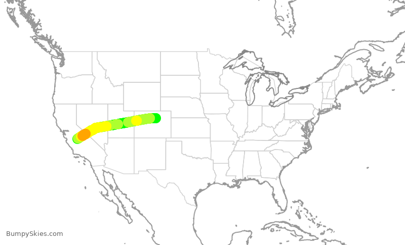 Turbulence forecast map for SKW5655, DEN to FAT