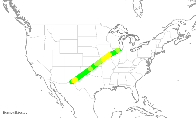Turbulence forecast map for SKW5659, ELP to ORD