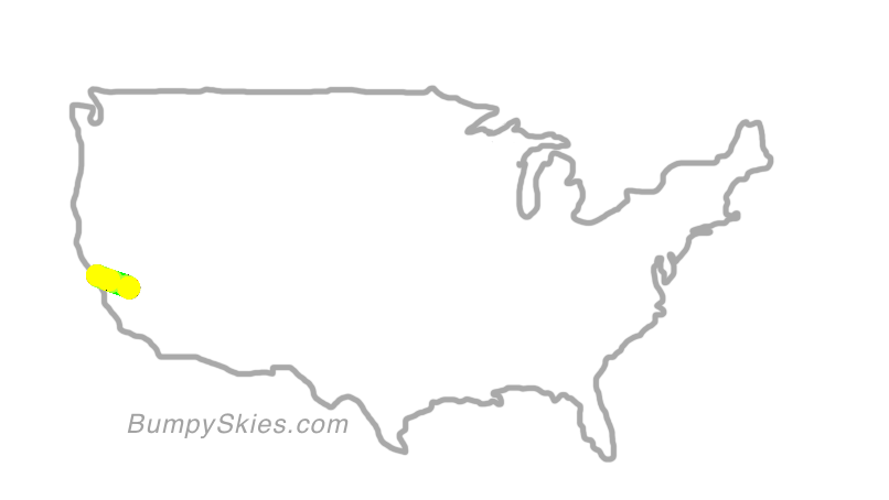 Map of continental US with illustrated flight path and turbulence forecast (described in text below)