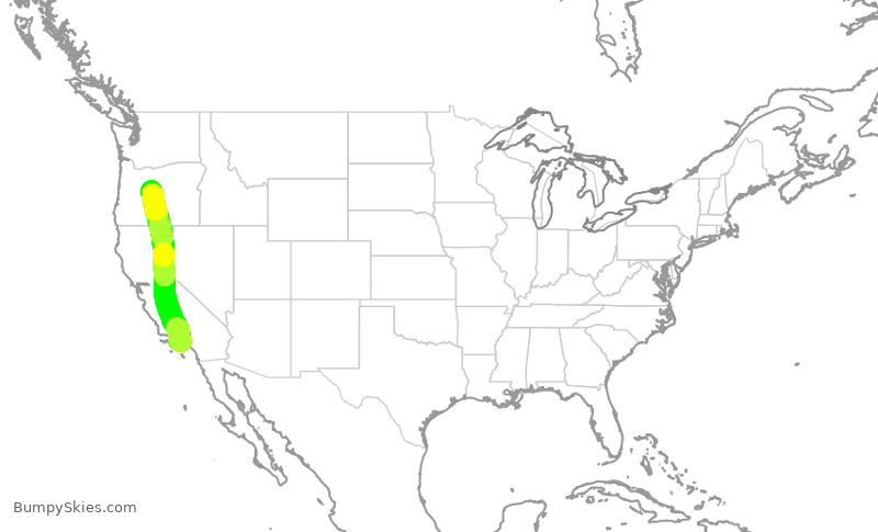 Turbulence forecast map for SKW5663, LAX to RDM