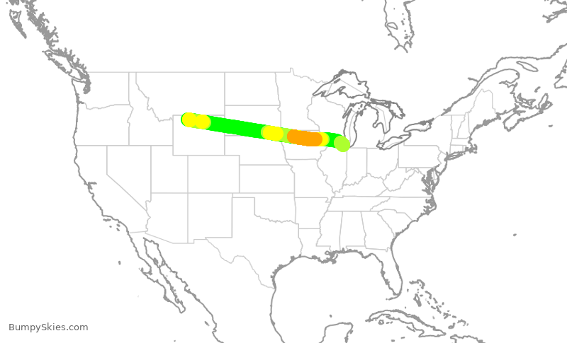 Turbulence forecast map for SKW5664, COD to ORD