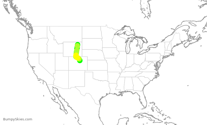 Turbulence forecast map for SKW5682, GCC to DEN