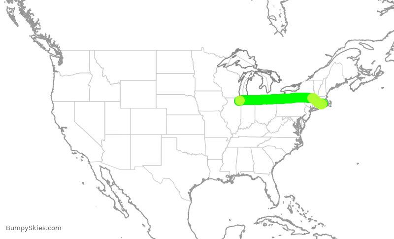 Turbulence forecast map for SKW5690, ORD to PVD
