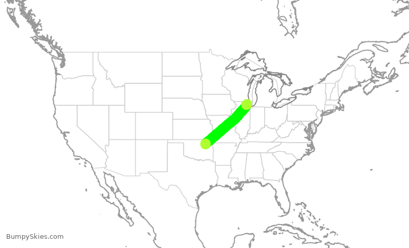 Turbulence forecast map for SKW5691, TUL to ORD