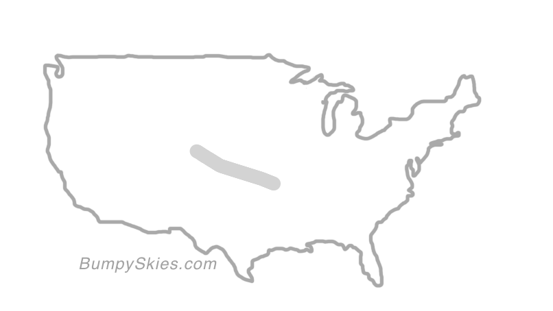 Map of continental US with illustrated flight path and turbulence forecast (described in text below)