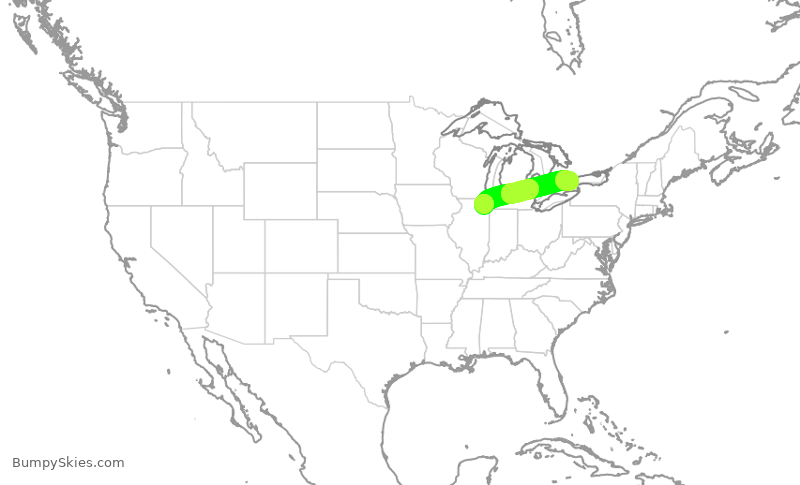 Turbulence forecast map for SKW5704, YYZ to ORD