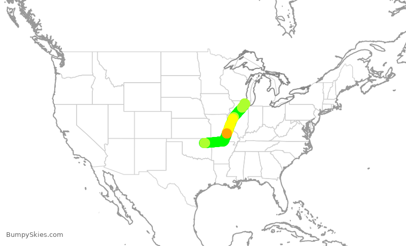 Turbulence forecast map for SKW5717, TUL to ORD
