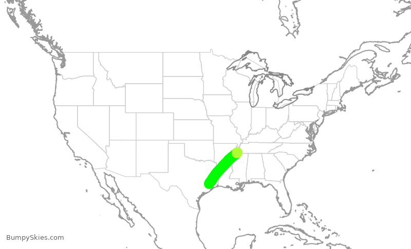 Turbulence forecast map for SKW5722, IAH to MEM