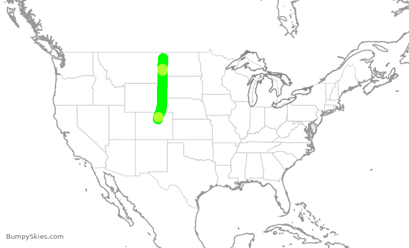 Turbulence forecast map for SKW5726, DEN to KXWA
