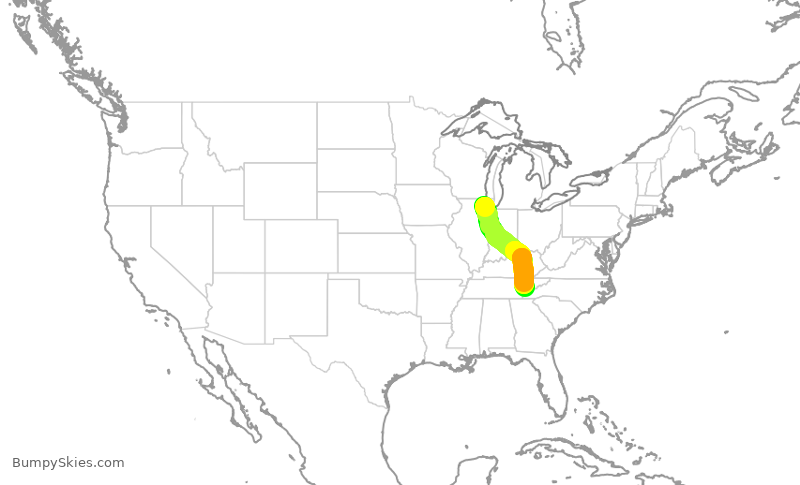 Turbulence forecast map for SKW5726, ORD to TYS