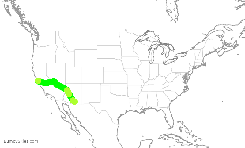 Turbulence forecast map for SKW5736, SFO to TUS