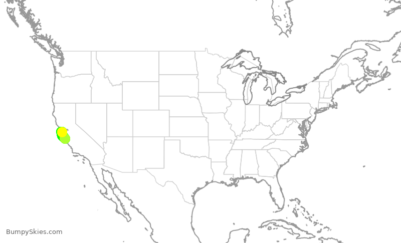 Turbulence forecast map for SKW5738, SFO to MRY