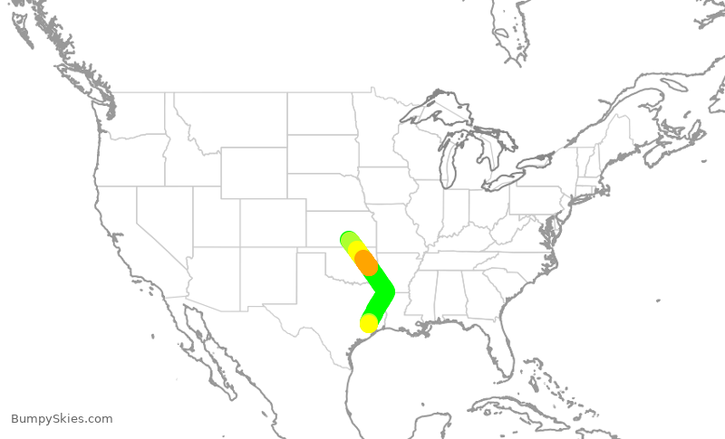 Turbulence forecast map for SKW5739, IAH to ICT