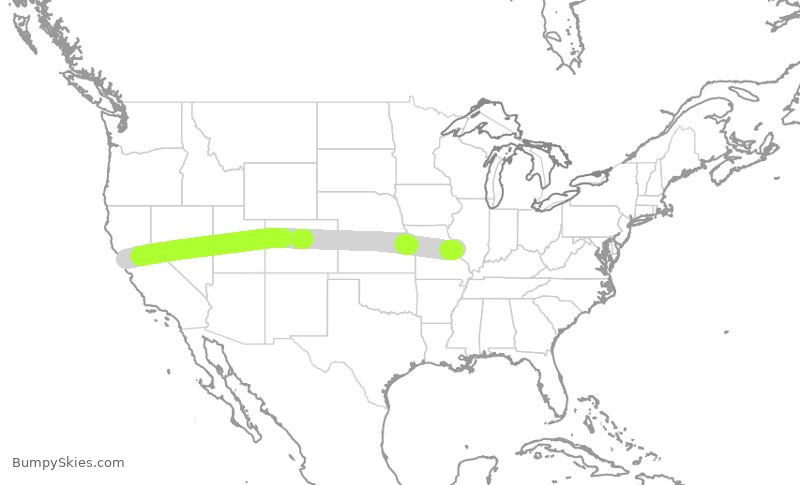 Turbulence forecast map for SKW5739, SFO to STL