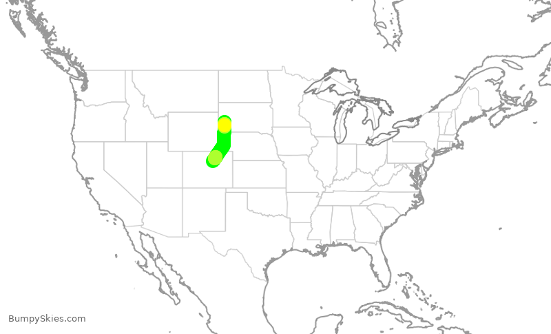 Turbulence forecast map for SKW5742, RAP to DEN