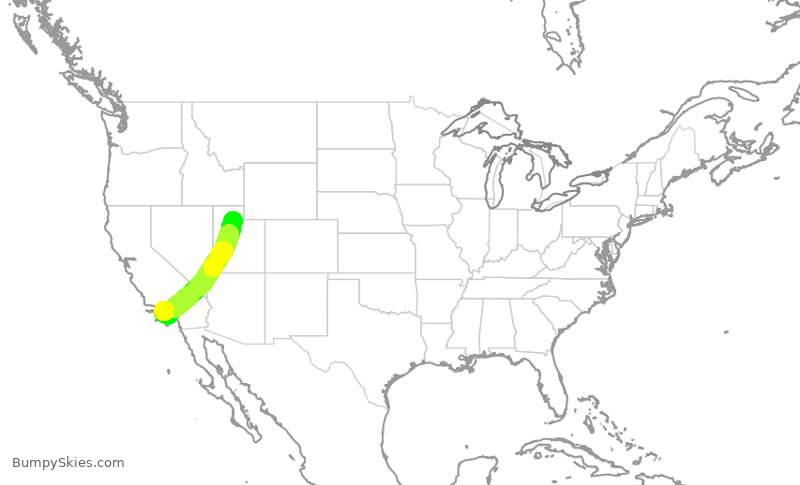 Turbulence forecast map for SKW5744, LAX to SLC