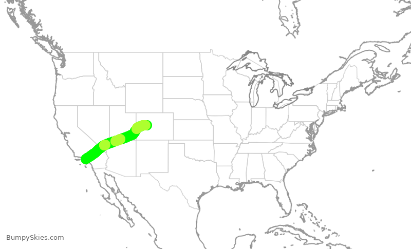Turbulence forecast map for SKW5750, LAX to ASE