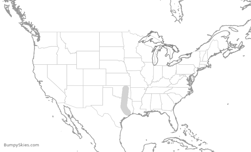 Turbulence forecast map for SKW5758, TUL to IAH